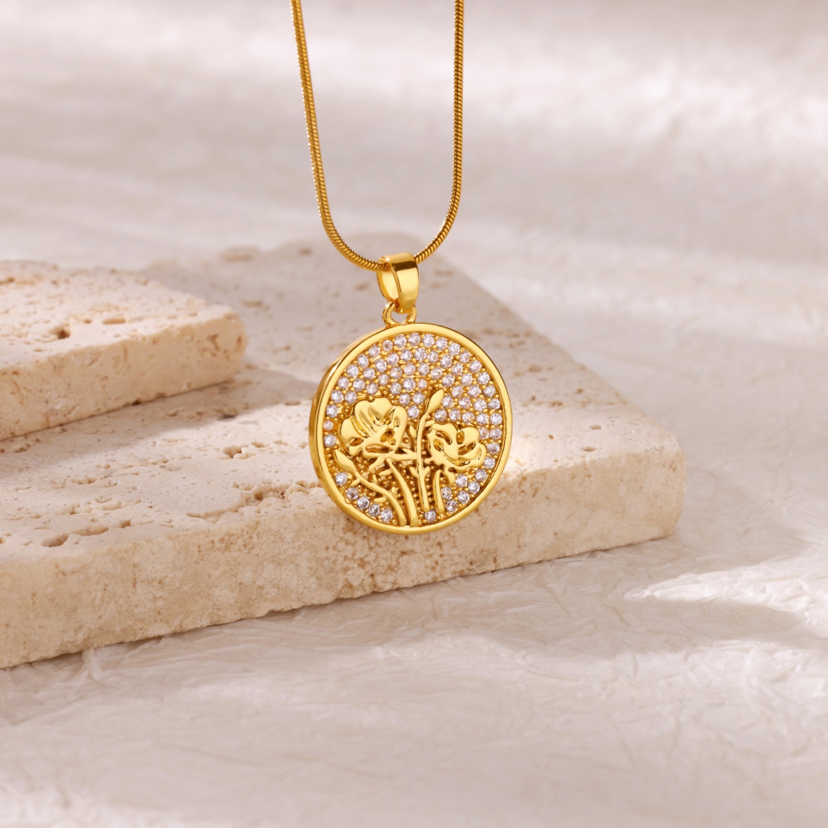 Birth Flower Necklace - Ожерелья с цветами из циркона для