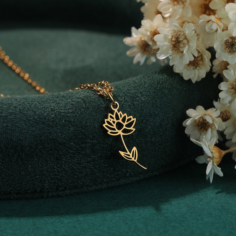 Birth Flower Necklace - Cxwind ожерелье из нержавеющей стали с