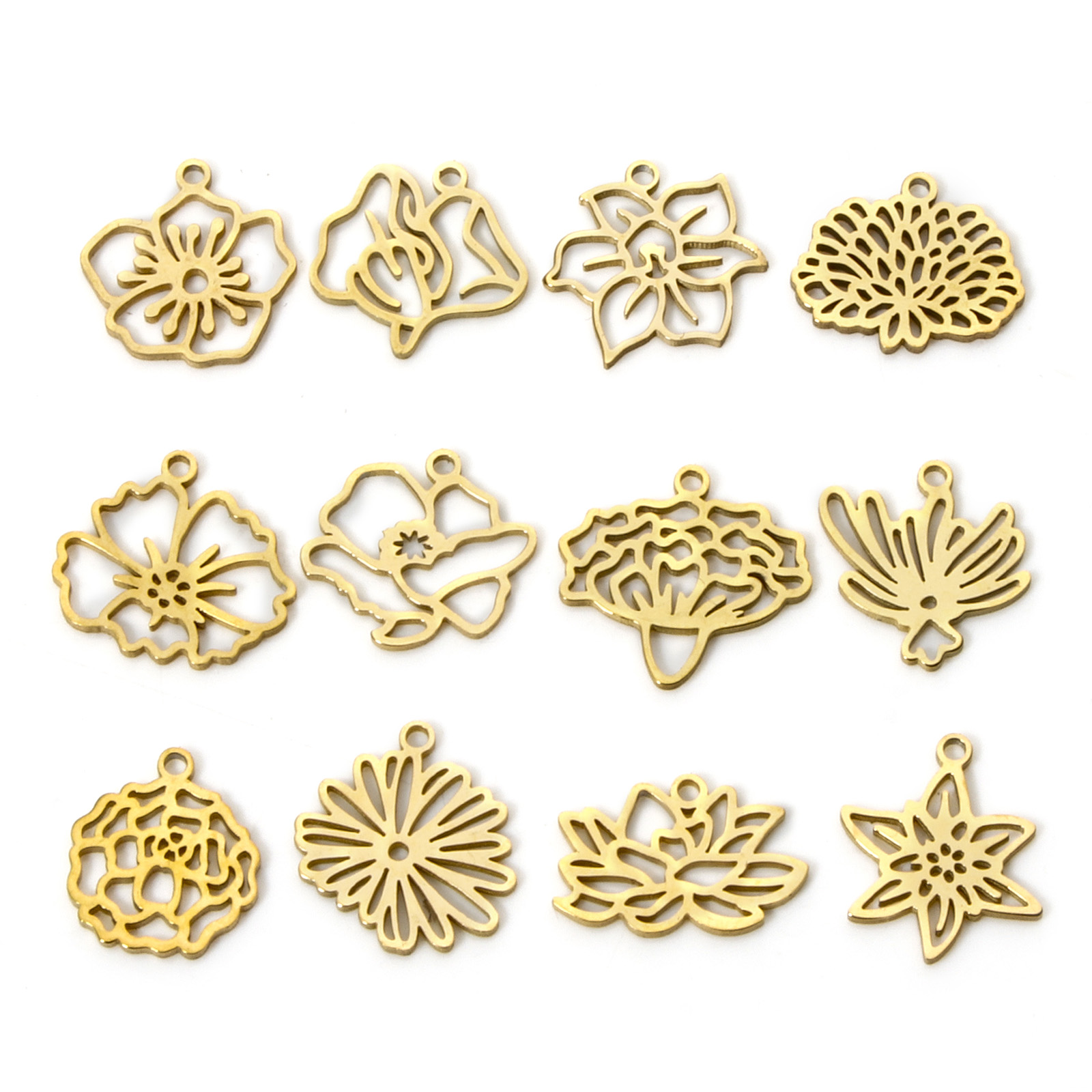 Birth Flower Necklace - 2 шт., 304 нержавеющая сталь, месяц